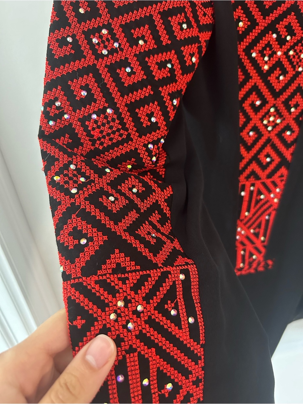 Embroidered Palestinian Jacket with Rhinestones - Picture 6 of 7
